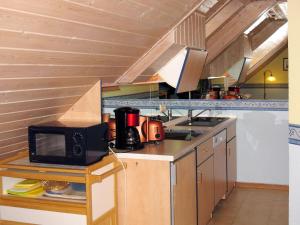 布雷格Apartment Zeit zum Träumen II by Interhome的厨房配有带微波炉和炉灶的台面