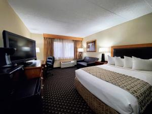 皮埃尔兰姆科塔皮埃尔酒店的一间酒店客房,配有一张大床和一台平面电视