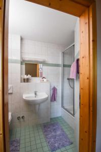Lavendelhof Die idyllische Landpension的一间带水槽和淋浴的浴室