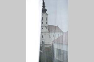 武科瓦尔Apartman WALKOW的从窗户可欣赏到教堂的景色
