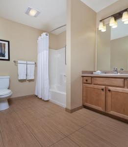 大熊湖WorldMark Big Bear Lake的浴室配有卫生间、盥洗盆和淋浴。