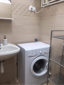 福纽德Bremi Apartman Fonyódliget的一间带洗衣机和水槽的浴室