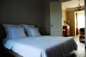 哈瑟尔特德斯鲁斯别墅住宿加早餐酒店的一间卧室配有一张带白色床单的大床
