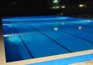 皮雅诺迪索伦托菲奥里达兰希奥酒店的夜间游泳池,拥有蓝色照明