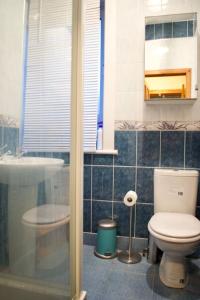爱丁堡Newly Refurbed Home with Free Parking的一间带卫生间和玻璃淋浴间的浴室