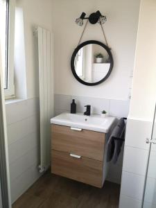 莱茵河畔凯尔LouVi的一间带水槽和镜子的浴室