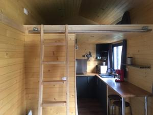 穆斯克龙Tiny House Otra Cosa的带高架床的厨房