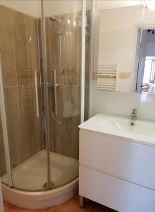 ChameGite des Gorges de l'Ardèche的带淋浴和盥洗盆的浴室