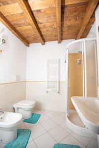 Isola del GiglioCasaMatta2的带淋浴、卫生间和盥洗盆的浴室