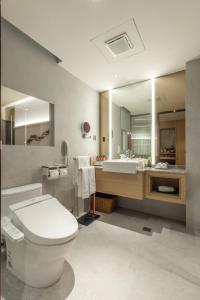 台北台北花园大酒店 - 西门町的一间带卫生间和水槽的浴室