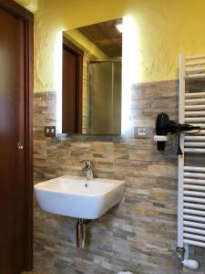 格雷索圣尚弗洛拉阿尔皮纳酒店的一间带水槽和镜子的浴室