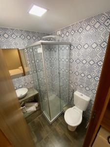 纳塔尔Swell Praia Hotel的一间带卫生间和淋浴的小浴室