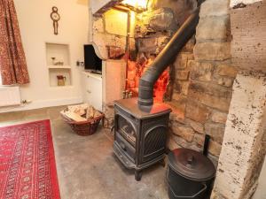 High BenthamBeehive Cottage的客房内的壁炉与燃木炉