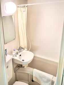 东京COCO Nakameguro301的一间带水槽、卫生间和镜子的浴室