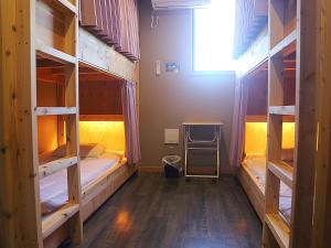 香取市克艾杜旅舍的客房设有三张双层床和一扇窗户。