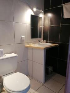 勒格劳德阿格德莱斯卡尔餐厅酒店的浴室配有白色卫生间和盥洗盆。