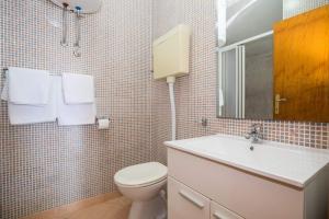 莫鲁纳特Apartments Vidak的一间带卫生间、水槽和镜子的浴室