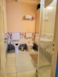 阿奇雷亚莱B&B Acireale - Il Cavalluccio Marino Fronte Mare的一间带卫生间和水槽的浴室