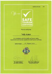 Glacis科凯特别墅酒店的绿色证书,上面有空气旅游认证标志