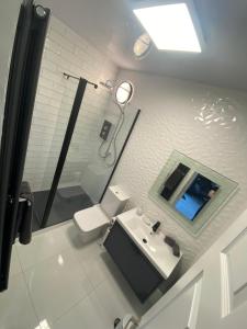 科克River View Apartment Suite的浴室配有卫生间、盥洗盆和淋浴。