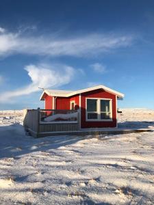 雷克霍特Blue View Cabin 1B With private hot tub的沙漠中一座红房子