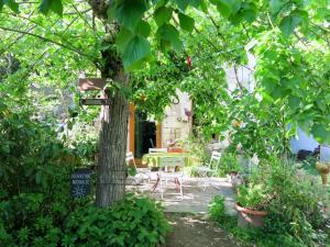 齐塞恩·都兰Holiday Home Au Soleil Joyeux - CTU201 by Interhome的花园配有桌椅和一棵树