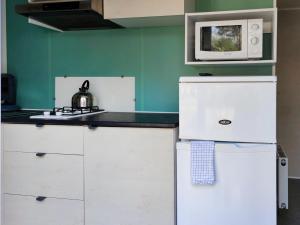 斯欣费尔德Holiday Home De Brenkberg-1的厨房配有白色冰箱和微波炉