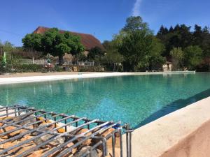 拉卡佩勒-马里瓦勒Maison d'hôtes " Ecuries de St maurice"的游泳池里设有蓝色的水和椅子