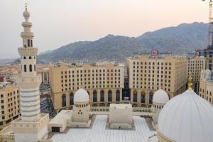 麦加Copthorne Makkah Al Naseem的享有一座清真寺和建筑的城市美景