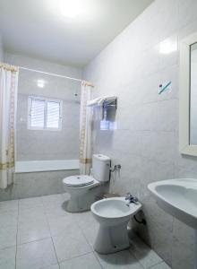 奥苏纳萨尔瓦多布兰科卡瓦略旅舍的一间带卫生间和水槽的浴室
