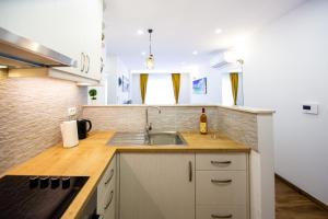布德瓦Milara Apartments的厨房配有水槽和台面