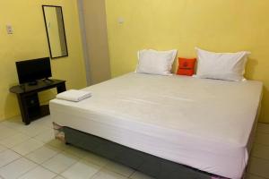 先达KoolKost near Budi Mulia Siantar的一间配有电视的房间里一张大白色的床