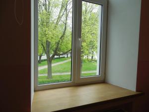 里加Gogol Park Rooms的享有公园景致的开放式窗户