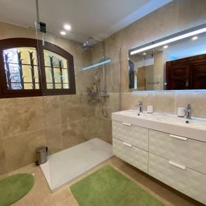 尼姆Guest House Encantada的一间带水槽和镜子的浴室