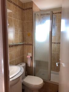 阿格德角appartement vue mer的浴室配有卫生间、盥洗盆和淋浴。