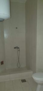 贝西奇Becici rooms的带淋浴和卫生间的白色浴室