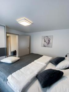 博德森特克Apartment Lida的一间卧室配有两张大床和枕头