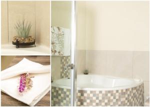 内尔斯普雷特Pumbaa Wildlife Park & Accommodation的带浴缸和盥洗盆的浴室