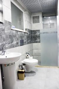 帕莫卡莱Royal Suite的浴室配有卫生间、盥洗盆和淋浴。