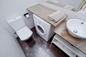 巴塞罗那巴塞罗那城市公寓的浴室配有卫生间、盥洗盆和洗衣机。