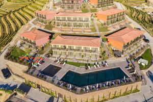 阿马马尔Vila Gale Douro Vineyards的享有带游泳池的建筑的空中景致