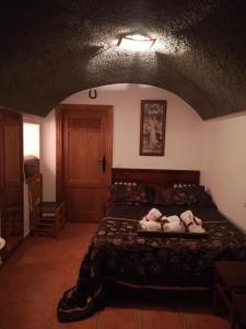 BenamaurelCueva El Murallon的一间卧室配有一张带两个枕头的床