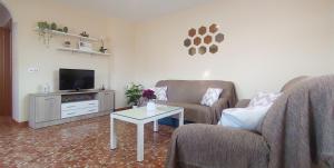 阿尔马亚特阿尔托Villa del Carmen的客厅配有两把椅子和电视