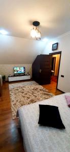 库萨雷Dom Semya Deluxe Gusar的一间带床和电视的客厅