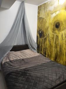 图尔恰Studio的一间卧室配有一张带天蓬的床