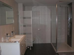 胡法利兹乌尔特住宿加早餐旅馆的带淋浴、盥洗盆和卫生间的浴室