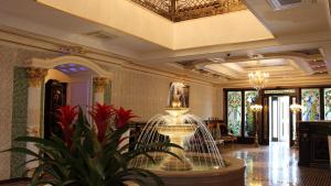 Voyevodino纳巴宫多莫杰多沃酒店的大厅,大楼中央有一个喷泉