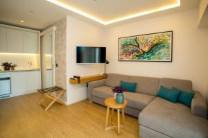 布德瓦阿德米拉酒店的带沙发和电视的客厅
