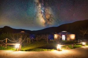 Casas del CastañarGlamping El Jardín De Las Delizias Valle Del Jerte的星空中流 ⁇ 的夜