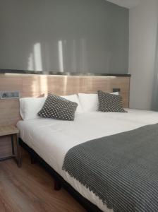 潘普洛纳Alda Centro Pamplona的卧室配有带枕头的大型白色床